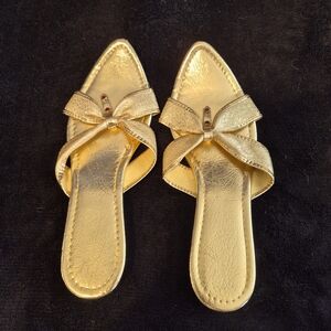 ​Vintage 50s Gold Lamé Faux Ruby Cocktail Mules